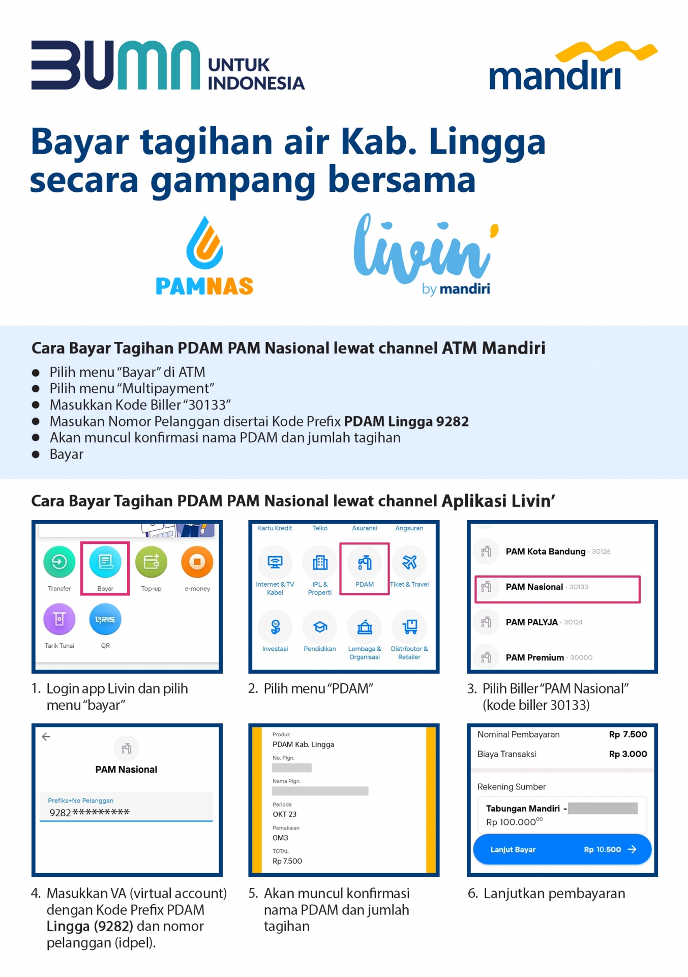 Pembayaran Rekening Air Livin Bank Mandiri Secara Online